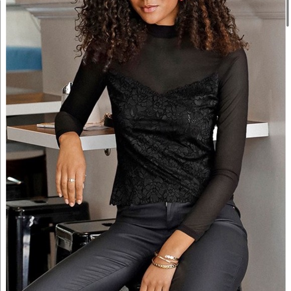 Black Sheer Long Sleeve Top size 8 Brand New - Picture 1 of 7